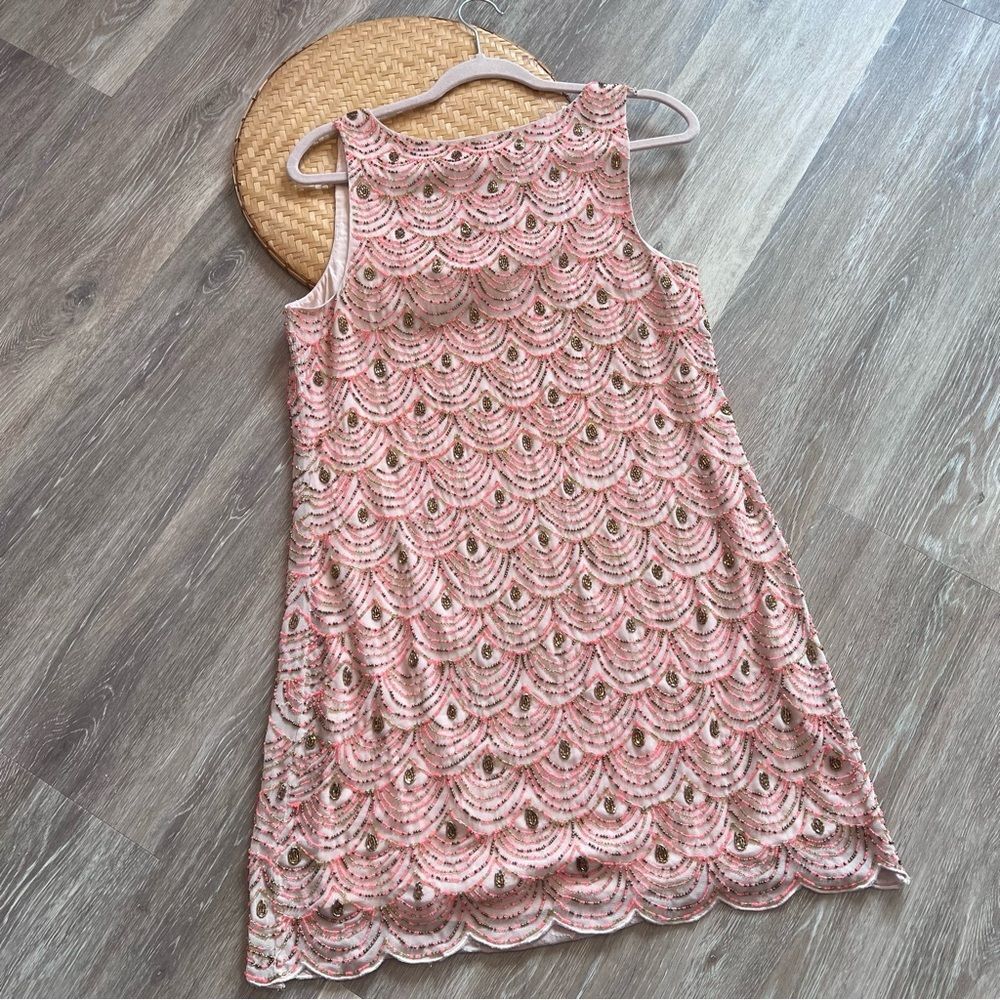 NEW‎ Anthropologie beaded embroidered scalloped shift dress women’s size 8 - Picture 10 of 14